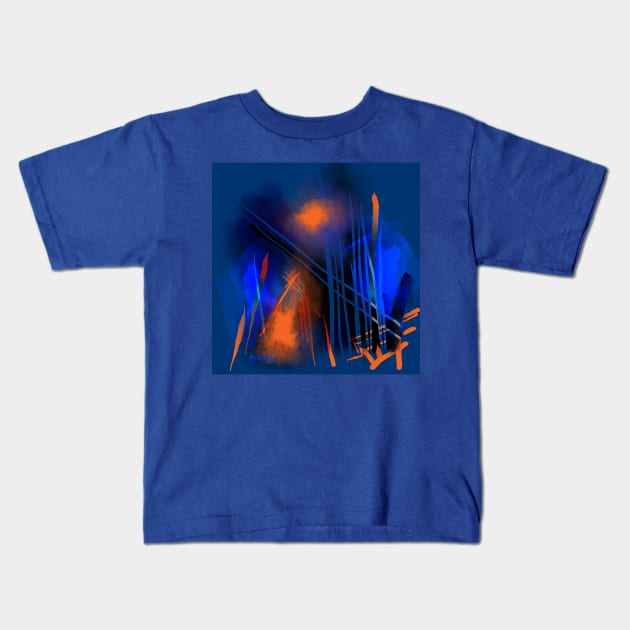 Abstract Blue and Orange Kids T-Shirt by sukhpalgrewal